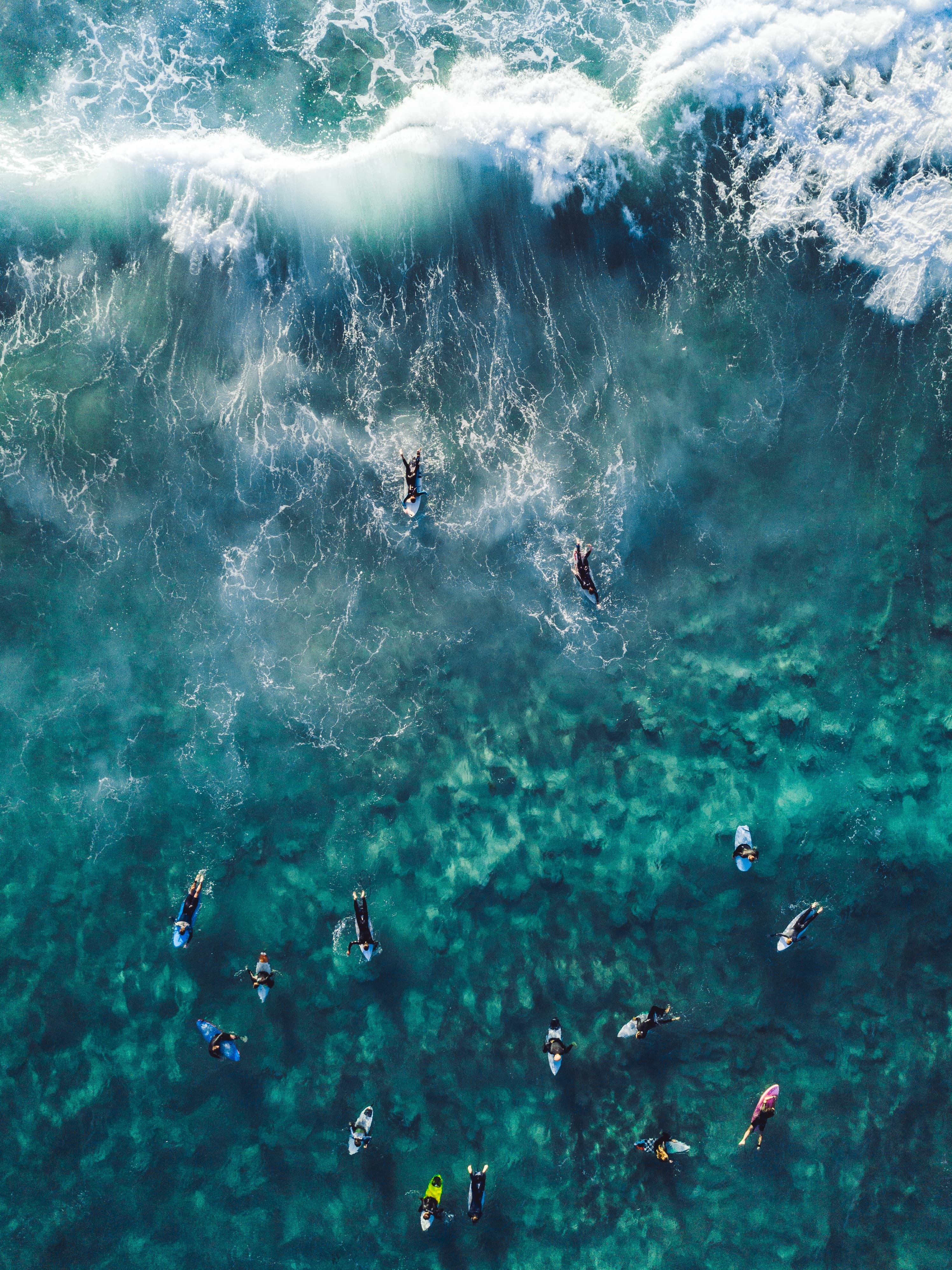 A surf break seen from the shoreline in the early morning
